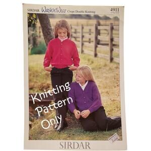 New Sirdar 4911 Wash N Wear Crepe Child Cardigan Sweater Knitting Pattern